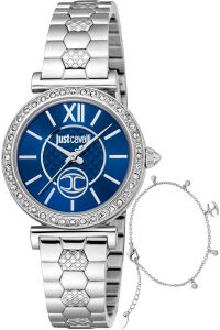 Reloj de pulsera Just Cavalli SET Varenna - JC1L273M0045 correa color: Gris plata Dial Azul noche Mujer