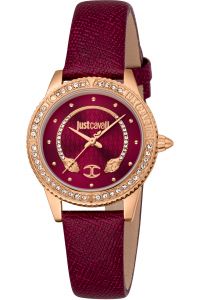 Reloj de pulsera Just Cavalli Animalier Neive - JC1L275L0025 correa color: Rojo vino Dial Rojo vino Mujer