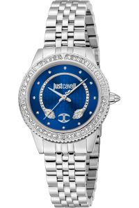 Reloj de pulsera Just Cavalli Animalier Neive - JC1L275M0035 correa color: Gris plata Dial Azul Mujer