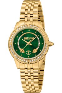 Reloj de pulsera Just Cavalli Just Cavalli Animalier Neive - JC1L275M0055 correa color: Oro amarillo Dial Verde botella Mujer