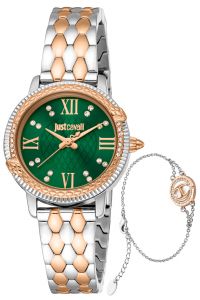 Reloj de pulsera Just Cavalli Just Cavalli SET Viperized - JC1L276M0095 correa color: Gris plata Oro rosa Dial Verde botella Mujer