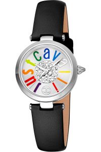 Reloj de pulsera Just Cavalli Glam Chic Modena - JC1L280L0015 correa color: Negro Dial Gris plata Mujer