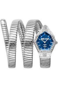 Reloj de pulsera Just Cavalli Just Cavalli Signature Snake Mesmerizing - JC1L304M0015 correa color: Gris plata Dial Azul Mujer