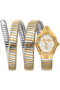 Reloj de pulsera Just Cavalli Just Cavalli Signature Snake Mesmerizing - JC1L304M0055 correa color: Gris plata Oro amarillo Dial Gris plata Mujer