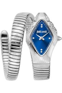 Reloj de pulsera Just Cavalli Just Cavalli Signature Snake Ferocious - JC1L306M0015 correa color: Gris plata Dial Azul Mujer