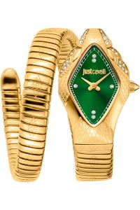 Reloj de pulsera Just Cavalli Just Cavalli Signature Snake Ferocious - JC1L306M0045 correa color: Oro amarillo Dial Verde botella Mujer