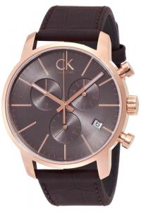 OUTLET Reloj de pulsera Calvin Klein Ciudad - K2G276G3 correa color: Chocolate Dial Gris hierro Hombre