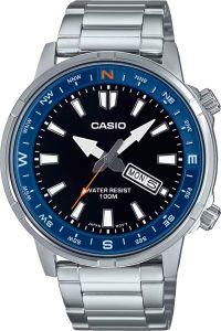 Reloj de pulsera CASIO Collection - MTD-130D-1A2 correa color: Gris plata Dial Negro Hombre