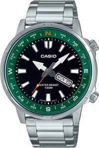 Reloj de pulsera CASIO Collection - MTD-130D-1A3 correa color: Gris plata Dial Negro Hombre