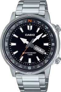 Reloj de pulsera CASIO Collection - MTD-130D-1A4 correa color: Gris plata Dial Negro Hombre