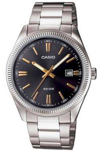 Reloj de pulsera CASIO Collection - MTP-1302D-1A2 correa color: Gris plata Dial Negro Hombre