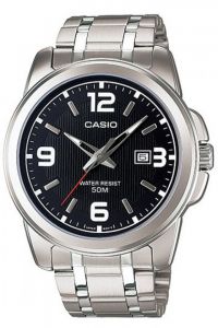 Reloj de pulsera CASIO Collection - MTP-1314D-1A correa color: Gris plata Dial Negro Hombre