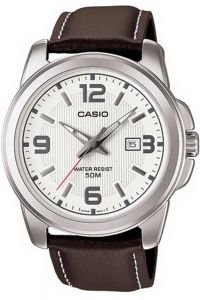 Reloj de pulsera CASIO Collection - MTP-1314L-7A correa color: Marrón Dial Blanco Hombre