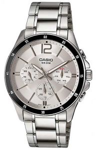 Reloj de pulsera CASIO Collection - MTP-1374D-7A correa color: Gris plata Dial Blanco Hombre