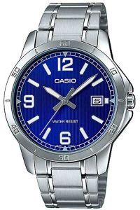 Reloj de pulsera CASIO Collection - MTP-V004D-2B correa color: Gris plata Dial Azul Hombre
