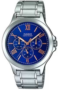 Reloj de pulsera CASIO Collection - MTP-V300D-2A correa color: Gris plata Dial Azul Hombre