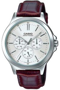 Reloj de pulsera CASIO Collection - MTP-V300L-7A correa color: Chocolate Dial Blanco Hombre
