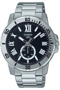 Reloj de pulsera CASIO Collection - MTP-VD200D-1B correa color: Gris plata Dial Negro Hombre