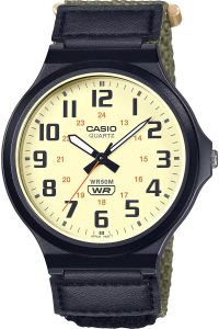 Reloj de pulsera CASIO Collection - MW-240B-3B correa color: Negro Dial Verde oliva Hombre