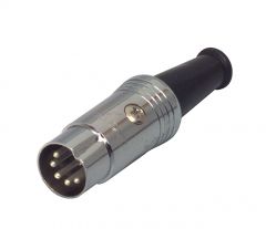 Neutrik NYS322 conector tipo DIN de 5 pines macho, color negro - plata, con protector de cable, 5 mm de diámetro