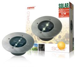Ranex LED solar, se recarga de día, ofrece luz de noche, ideal para jardín, balcón y terraza