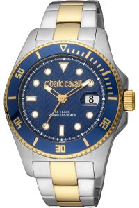 Reloj de pulsera Roberto Cavalli - RC5G042M0075 correa color: Oro amarillo Dial Azul noche Hombre