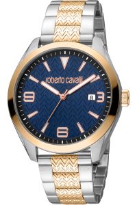 Reloj de pulsera Roberto Cavalli - RC5G048M0085 correa color: Oro rosa Dial Azul noche Hombre