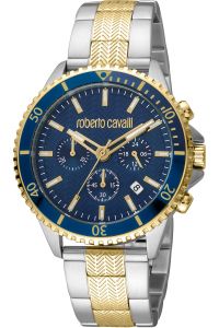Reloj de pulsera Roberto Cavalli - RC5G049M0075 correa color: Oro amarillo Dial Azul noche Hombre