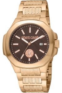 Reloj de pulsera Roberto Cavalli - RC5G050M0075 correa color: Oro rosa Dial Chocolate Hombre