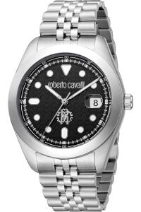 Reloj de pulsera Roberto Cavalli - RC5G051M1025 correa color: Gris plata Dial Negro Hombre