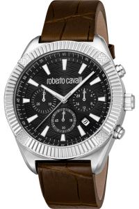 Reloj de pulsera Roberto Cavalli - RC5G088L0035 correa color: Chocolate Dial Negro Hombre