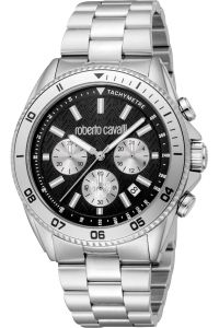Reloj de pulsera Roberto Cavalli - RC5G099M0045 correa color: Gris plata Dial Negro Hombre