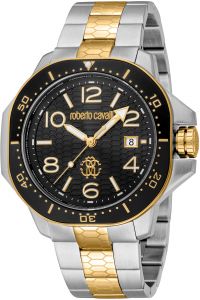 Reloj de pulsera Roberto Cavalli - RC5G101M0065 correa color: Oro amarillo Dial Negro Hombre