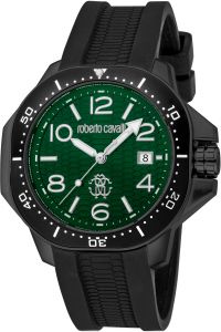 Reloj de pulsera Roberto Cavalli - RC5G101P0035 correa color: Negro Dial Verde botella Hombre