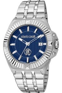 Reloj de pulsera Roberto Cavalli by Franck Muller - RV1G181M0061 correa color: Gris plata Dial Azul noche Hombre
