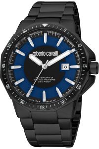 Reloj de pulsera Roberto Cavalli by Franck Muller - RV1G182M0081 correa color: Negro Dial Azul noche Hombre