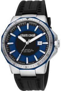 Reloj de pulsera Roberto Cavalli by Franck Muller - RV1G182P0021 correa color: Negro Dial Azul noche Hombre