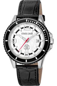 Reloj de pulsera Roberto Cavalli by Franck Muller - RV1G217L0011 correa color: Negro Dial Gris plata Hombre