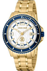 Reloj de pulsera Roberto Cavalli by Franck Muller - RV1G217M0071 correa color: Oro amarillo Dial Gris plata Hombre