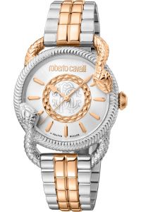 Reloj de pulsera Roberto Cavalli by Franck Muller - RV1L126M1071 correa color: Oro rosa Gris plata Dial Gris plata Mujer