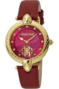 Reloj de pulsera Roberto Cavalli by Franck Muller - RV1L130L0021 correa color: Rojo Dial Mother of Pearl Nácar Rojo Mujer
