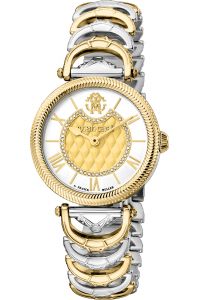 Reloj de pulsera Roberto Cavalli by Franck Muller - RV1L138M0051 correa color: Oro amarillo Gris plata Dial Gris plata Mujer