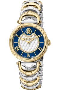 Reloj de pulsera Roberto Cavalli by Franck Muller - RV1L138M0061 correa color: Oro amarillo Gris plata Dial Azul noche Mujer