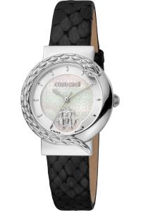 Reloj de pulsera Roberto Cavalli by Franck Muller - RV1L156L1011 correa color: Negro Dial Gris plata Mujer