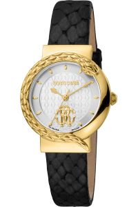 Reloj de pulsera Roberto Cavalli by Franck Muller - RV1L156L1031 correa color: Negro Dial Gris plata Mujer