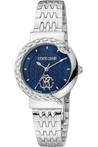 Reloj de pulsera Roberto Cavalli by Franck Muller - RV1L156M1051 correa color: Gris plata Dial Azul noche Mujer
