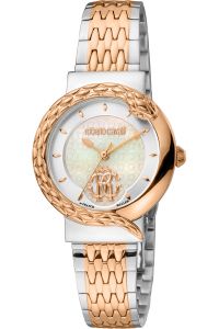 Reloj de pulsera Roberto Cavalli by Franck Muller - RV1L156M1111 correa color: Oro rosa Gris plata Dial Mother of Pearl Nácar Blanco antiguo Mujer