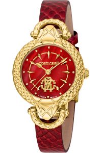 Reloj de pulsera Roberto Cavalli by Franck Muller - RV1L165L0021 correa color: Rojo Dial Mother of Pearl Nácar Rojo Mujer