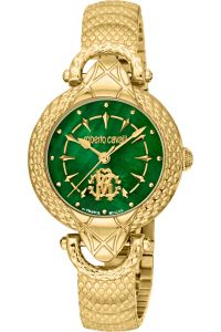 Reloj de pulsera Roberto Cavalli by Franck Muller - RV1L165M0061 correa color: Oro amarillo Dial Mother of Pearl Nácar Verde botella Mujer