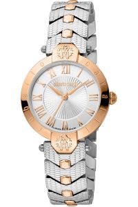 Reloj de pulsera Roberto Cavalli by Franck Muller - RV1L166M0091 correa color: Oro rosa Gris plata Dial Gris plata Mujer